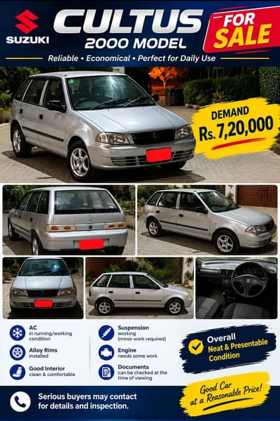 Suzuki Cultus 2000 – Alloy Rims | AC Working | Good Condition
