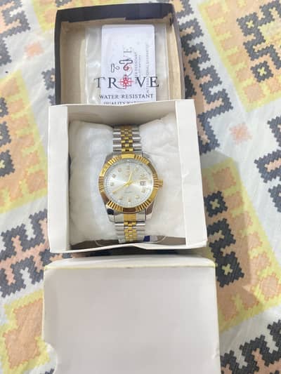 Luxury two tone with white background watch with premium box packing
