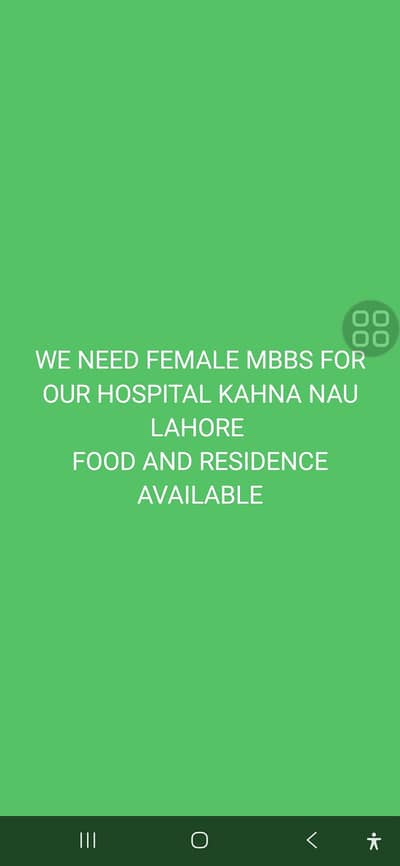 Need MBBS for our Hospital with food and Residence