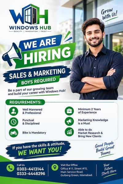 We Are Hiring Sales & Marketing Executive