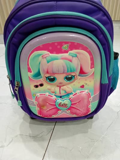 Girl school bag and unicorn toy