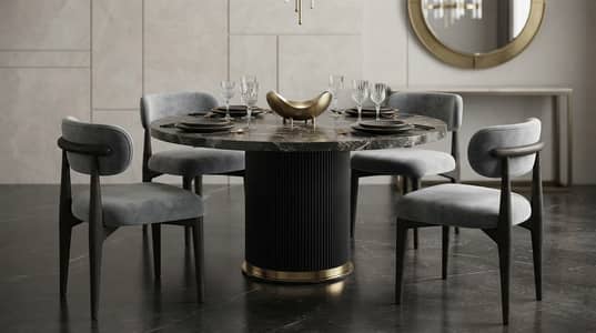 Luxury Modern Round Dining Set (4 Chairs)