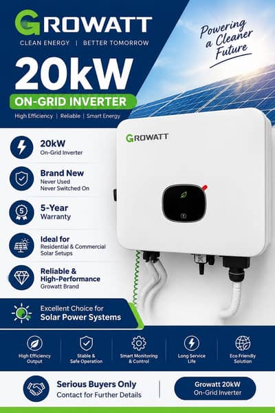 20kW Growatt On-Grid Inverter | Brand New | 5-Year Warranty