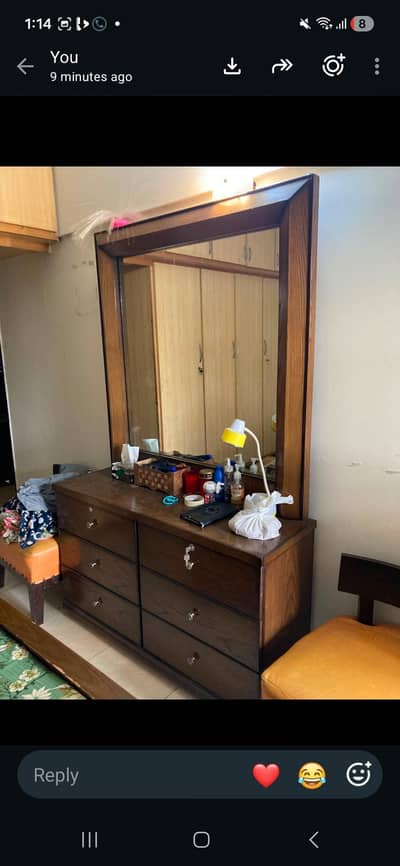 Double bed with side tabel,Dressing