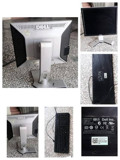 dell LCD monitor with original stand+dell keyboard in working
