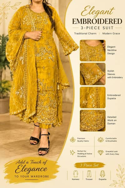 mustard emeoided party wear dress