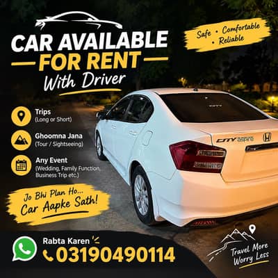 Car for rent with driver only