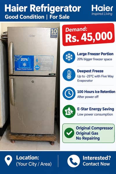 Haier Refrigerator For Sale | Original Compressor & Gas | 100% Working