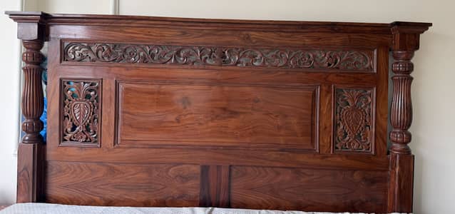Premium Pure Chiniot Wood Double Bed + 2 Side Tables | 8 Months Used
