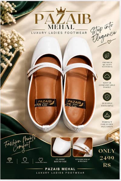 Pazaib Mehal – Luxury White Ladies shoes