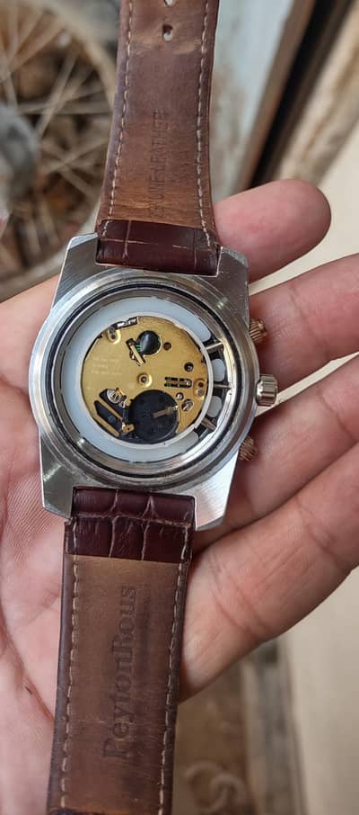 swister chronograph duel time Brand genuine leather strap