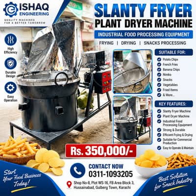 Slanty Fryer Plant Dryer Machine | Industrial Food Processing Machine