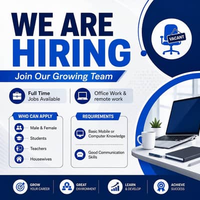part time, full time, office work, home base work available