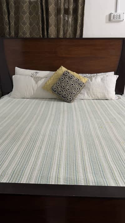King Size Wooden Bed with Mattress & 6 Drawers | Solid Wood
