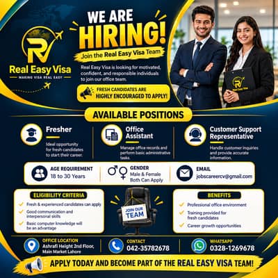 Jobs in lahore , Job for freshers and experienced
