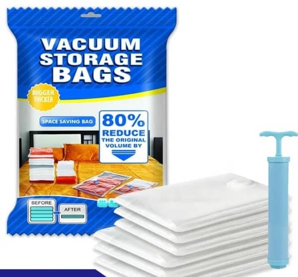 5 Vacuum Storage Bags, Vacuum Seal Bags for Clothing with Hand Pump