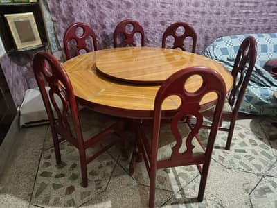 Big Revolving Dining Table with 6 Chairs