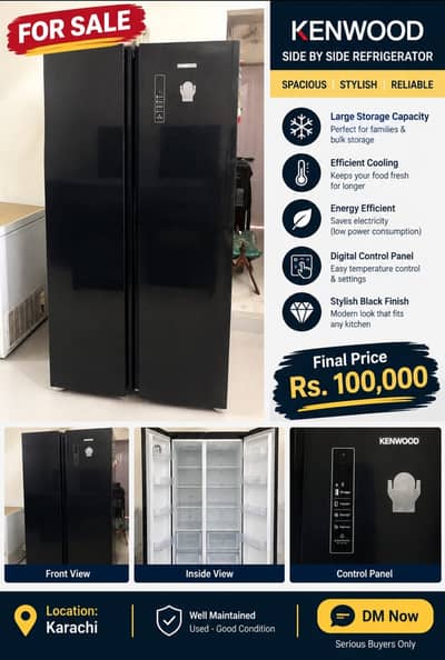 Kenwood side by side refrigerator