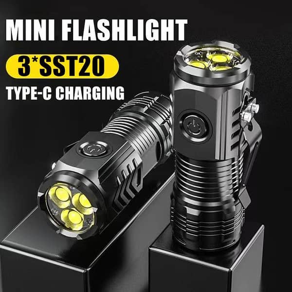 FlashlightLED Super Bright Flashlight Portable Mini Burst Flash Torch Rechargeable Emergency Spotlight with Pen Clip Tail Magnet - Thumb Size Flashligh. . .
