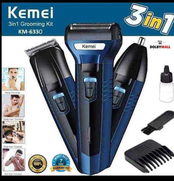 Kemei 3 in 1 Three-in-One Rechargeable Hair Trimme Shaving Machine 3 In 1r & Beard Trimmer for Men | Hair Clipper Trimmer & Shaver | Professional Trimmer for Hair & Beard