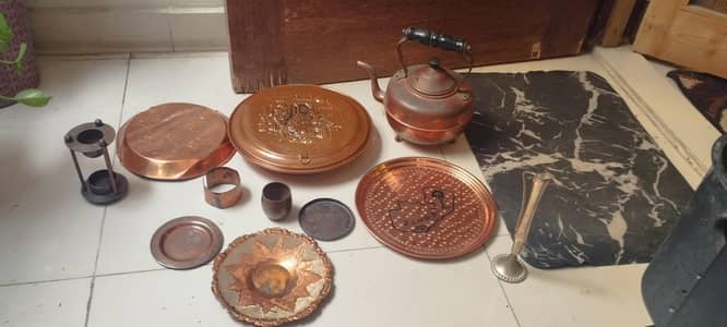 Decorative Trays for wall and kettle in copper