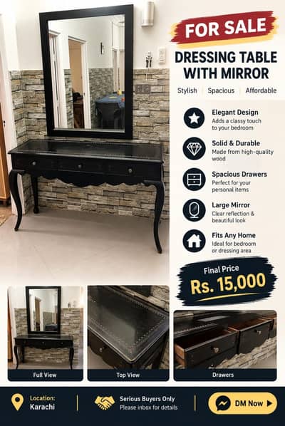 Pure wood console with mirror