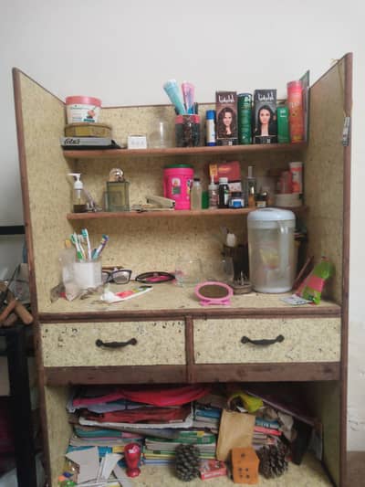 Used Wooden Study Rack with Cabinet & Drawers good for Students