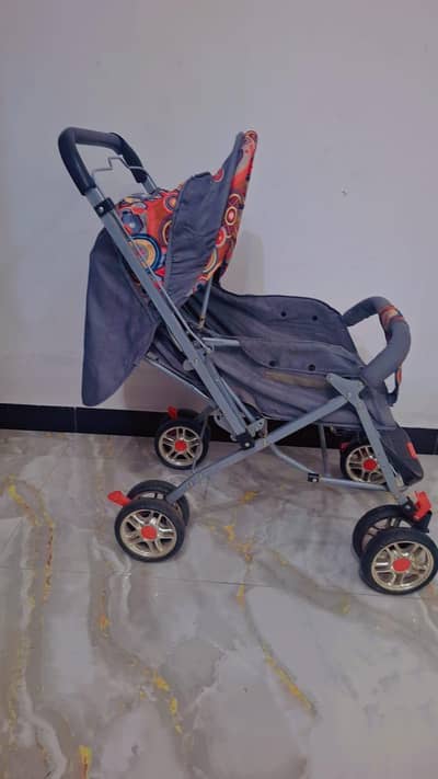 Used Baby Stroller Pram Foldable With Hood - Grey