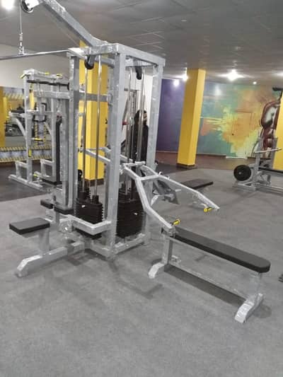 4 station home gym butterfly multi bench lat pull down rowing chest gy