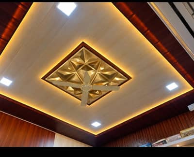 Ceiling & Wall Décor| 3D Decorative Wall Panel | Golden Mirror Design