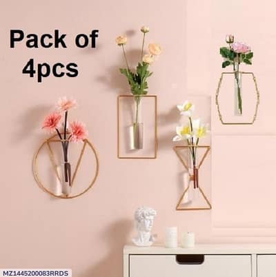 Golden wall mounted glass vases set of 4