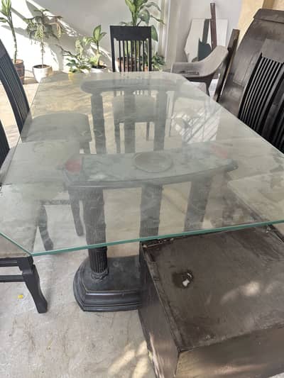 8 wooden chairs and dinning table