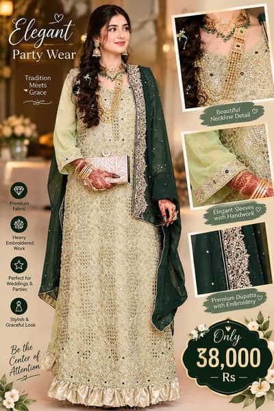 Elegant Bridal Party Wear  | Heavy Embroidered Maxi | Premium Dupatta