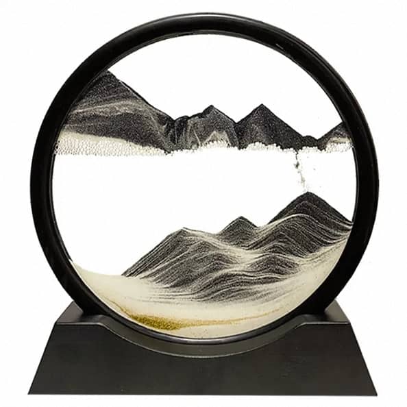 Sandscape Painting - Sand Clock - Moving Sand Art - Hourglass Sand Timer - 3D Moving Sand Mountain Lamp with Metal Stand - Showpiece - Home Decoration