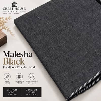Black Khaddar Fabric / Handloom Khaddar / Malesha Black Khaddar / Suit