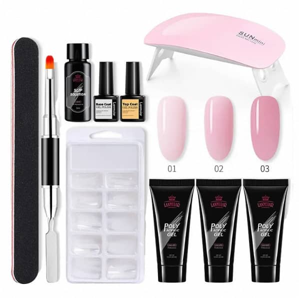 Poly Nail Gel Set with 6W LED Lamp – Complete Full-Manicure Kit for Nails