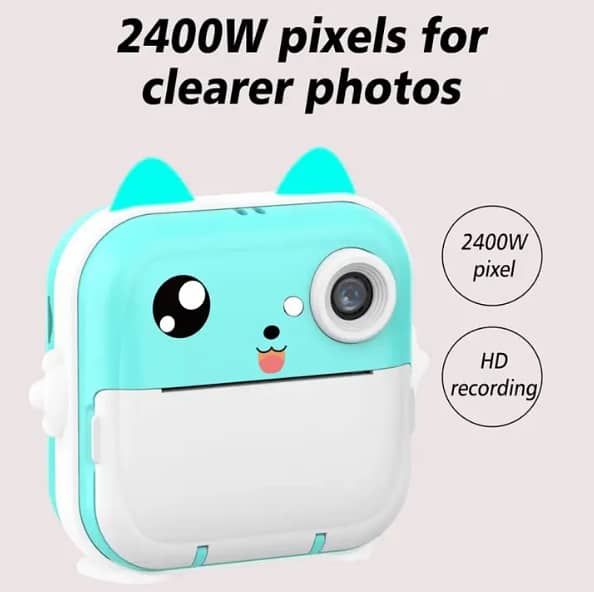 Mini Printer - 2-in-1 Camera and Printer with 1080P Video, 2.8" IPS Screen, Front & Rear Lens, Wireless Thermal Printing, Pink & Blue