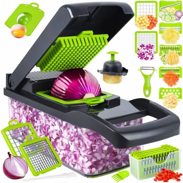 Vegetable Cutter - Vegetable Cutter And Slicer - Fruit Cutter - Vegetable Chopper - 16 in 1 - Fruit Slicer - Slicer Machine - Multifunctional Cutter - Vegetable Dicer - Shredder With Basket - Cheese Shredder - Ramadan Special