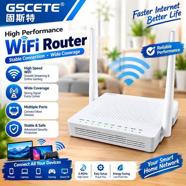 GSCETE Dual Band WiFi Router 2.4GHz 5GHz 300Mbps High Speed Wireless Router with 4 LAN Ports for Home Office Gaming
