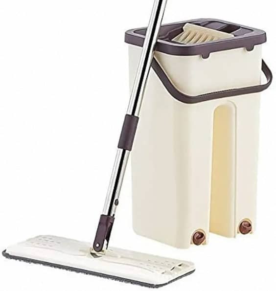 Floor Mop - Mop With Bucket - 2IN1 Flat Squeeze Automatic Mop Bucket Avoid Hand Washing Floor Cleaner Magic Mop Spin Self Cleaning Lazy Mop Household Tool