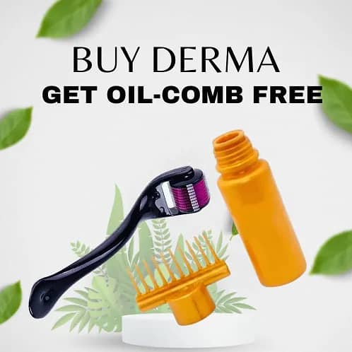 Derma Roller & Hair Oil Comb Set (Pack of 2) for Skin Rejuvenation and Hair Growth