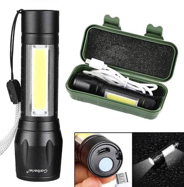 Mini USB Rechargeable Flashlight Torch with Zoom Beam