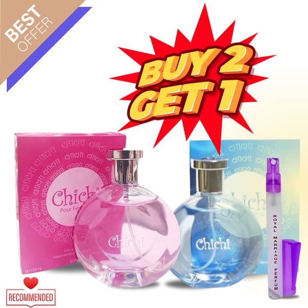 Pack of 2 Chichi Blue & Chichi Pink Perfumes with 1 Pocket Perfume Free – Buy 2, Get 1 Free