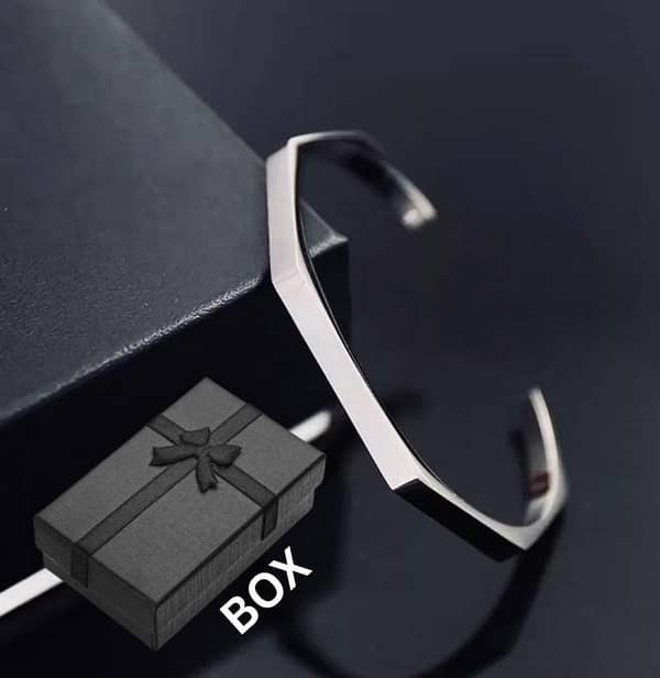 Stainless Steel Hexagon Cuff Bangle – Elegant Hexagon Mens Cuff