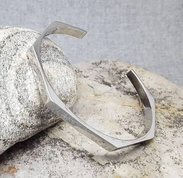 Stainless Steel Hexagon Cuff Bangle - Elegant Hexagon Mens Cuff - Best Gift For men - Best gift for boys