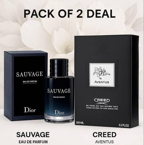 Pack Of 2 Dior Sauvage and Creed Aventus | Duo Set of Long-Lasting Fragrances