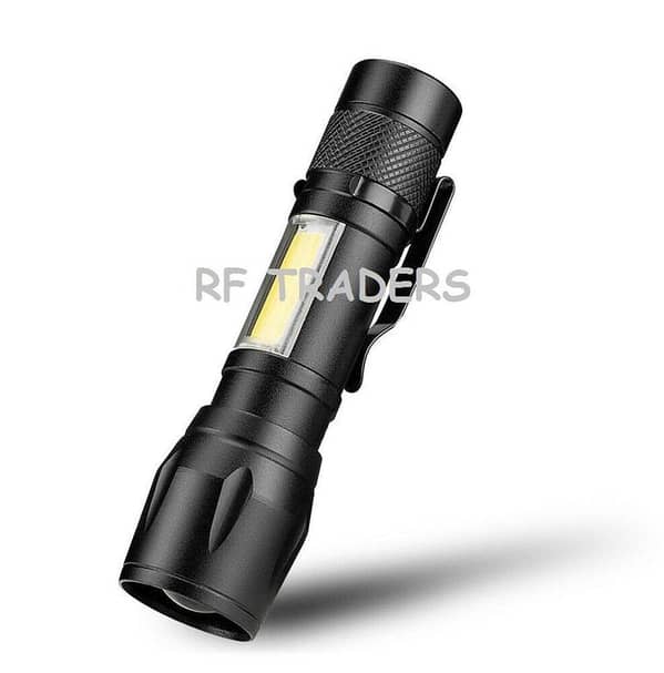Mini USB Rechargeable Flashlight Torch with Zoom Lens