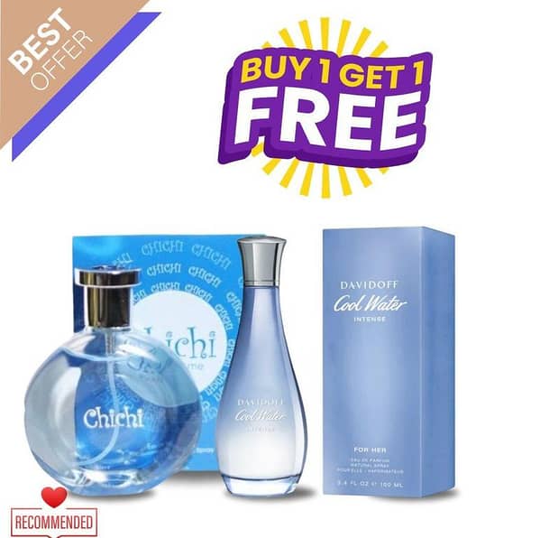 Pack of 2: Cool Water Women Perfume and Chi Chi Blue for Men – Buy 1 Get 1 Free