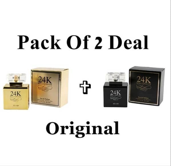 Pack of 2 | 24K Millionaire Perfume 50ml (Gold & Black) Original Fragrance