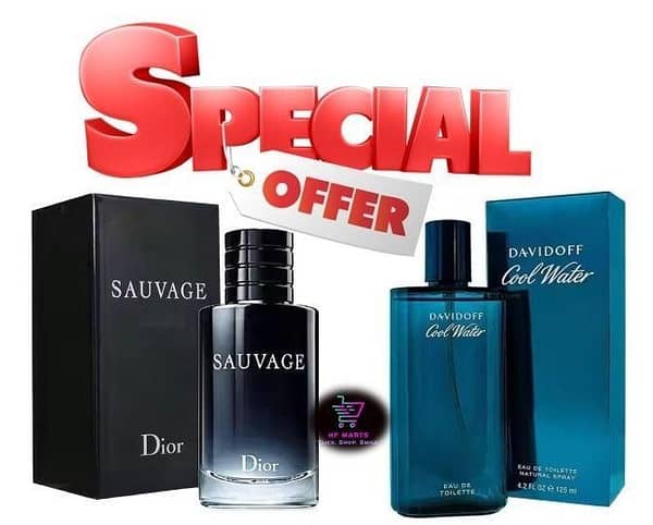 Pack of 2 Davidoff Cool Water & Dior Sauvage Perfumes for Men, 100 ml each